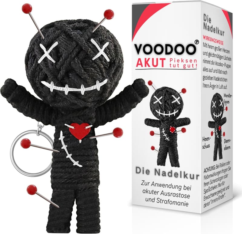 Voodoo Puppe für Stressabbau | 7,5 cm | Geschenkbox & Anleitung