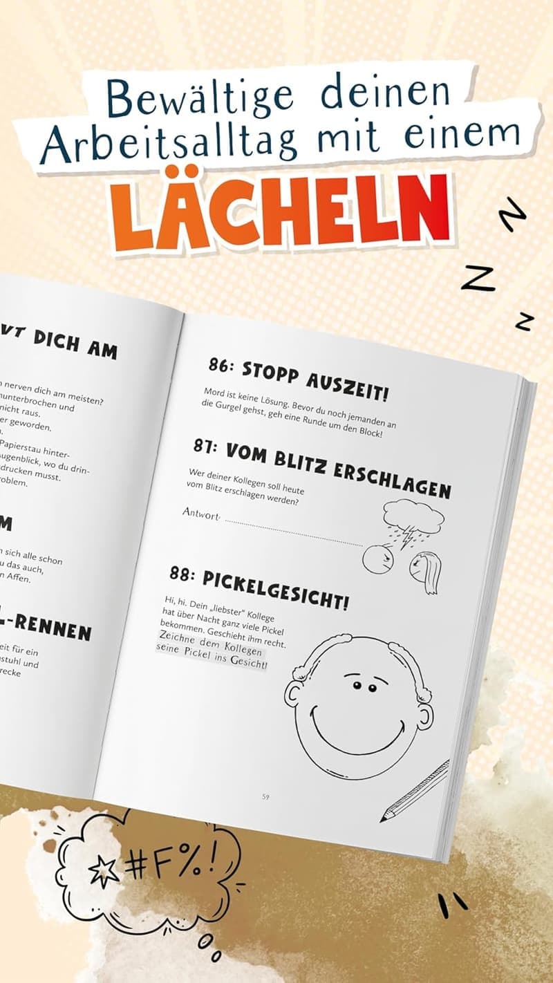 Lustiges Mitmachbuch zum Stressabbau im Büro für Kolleg*innen