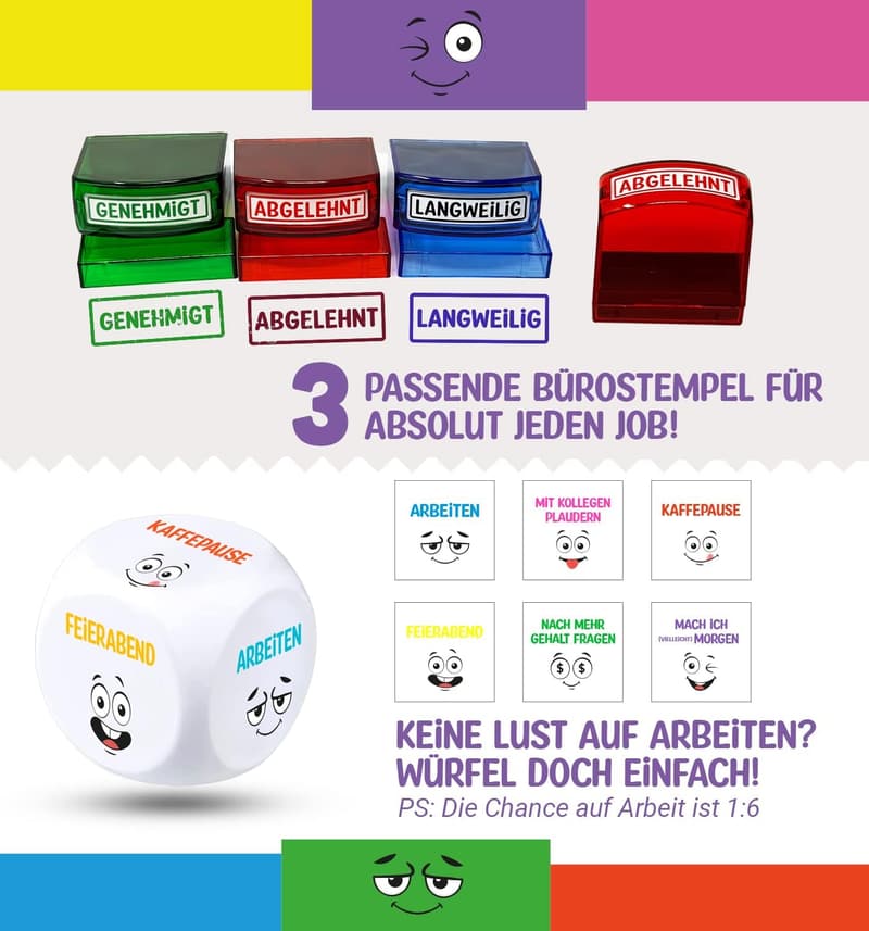 Witzige Geschenkbox für Kollegen – 24-teilig mit Anti-Stress-Artikel