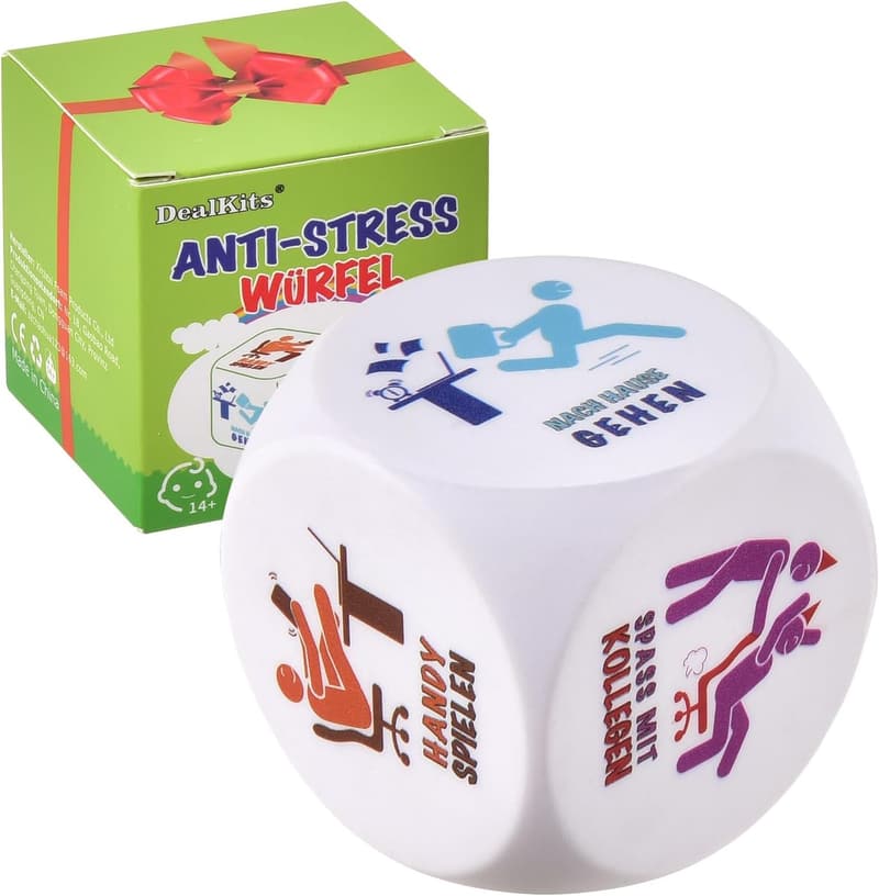 Anti-Stress Würfel für Büro - Buntes Spielzeug mit 6 Aktionen