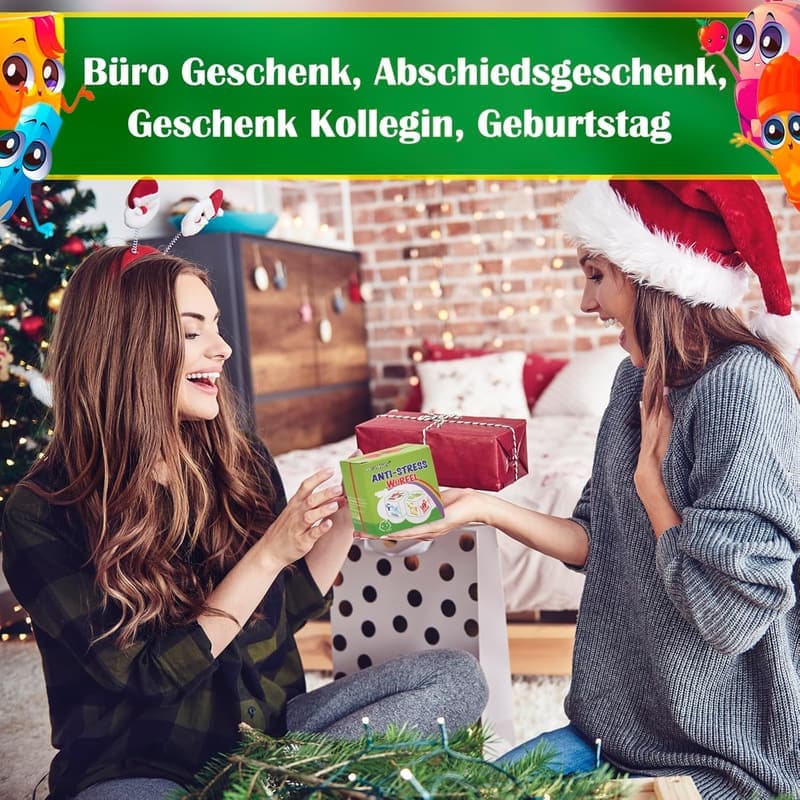 Anti-Stress Würfel für Büro - Buntes Spielzeug mit 6 Aktionen