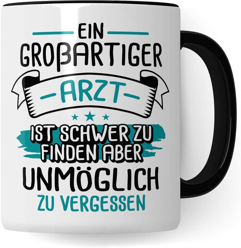 Danke Geschenk für Ärzte – Witzige Kaffeetasse (Weiß/Schwarz)