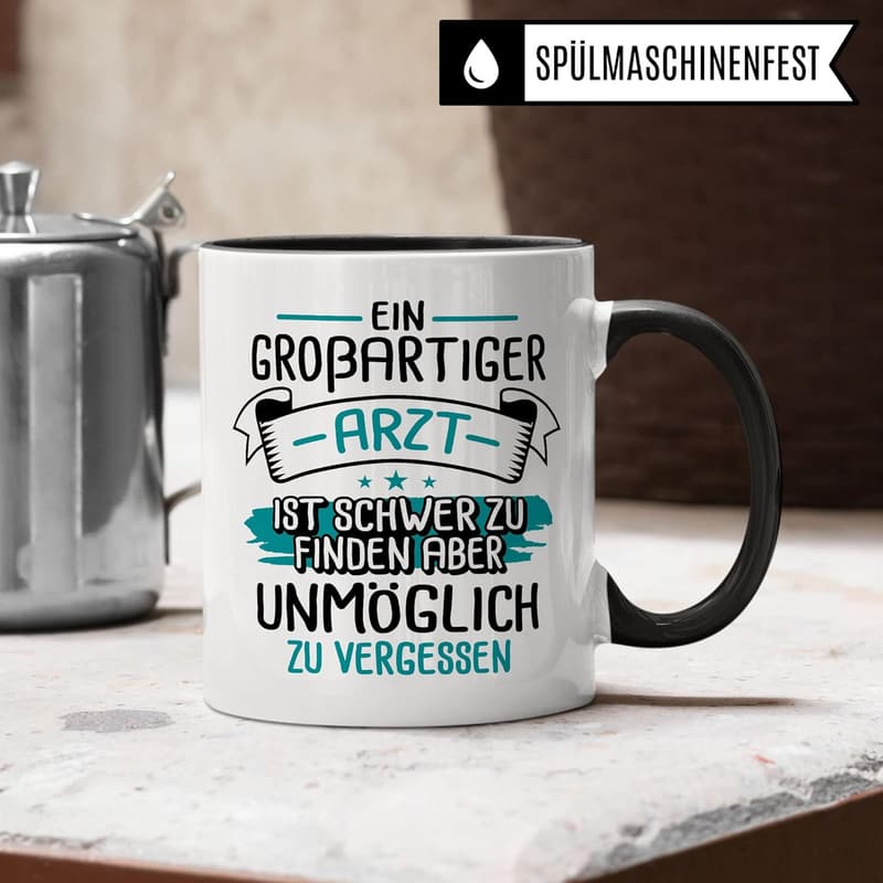 Danke Geschenk für Ärzte – Witzige Kaffeetasse (Weiß/Schwarz)