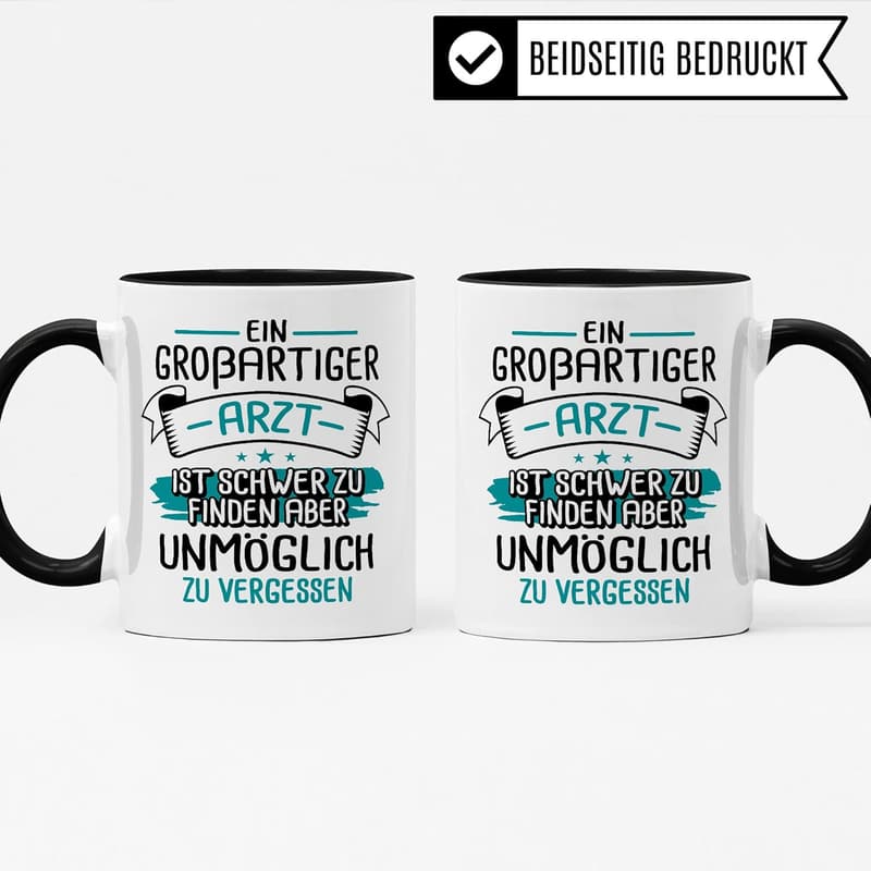 Danke Geschenk für Ärzte – Witzige Kaffeetasse (Weiß/Schwarz)