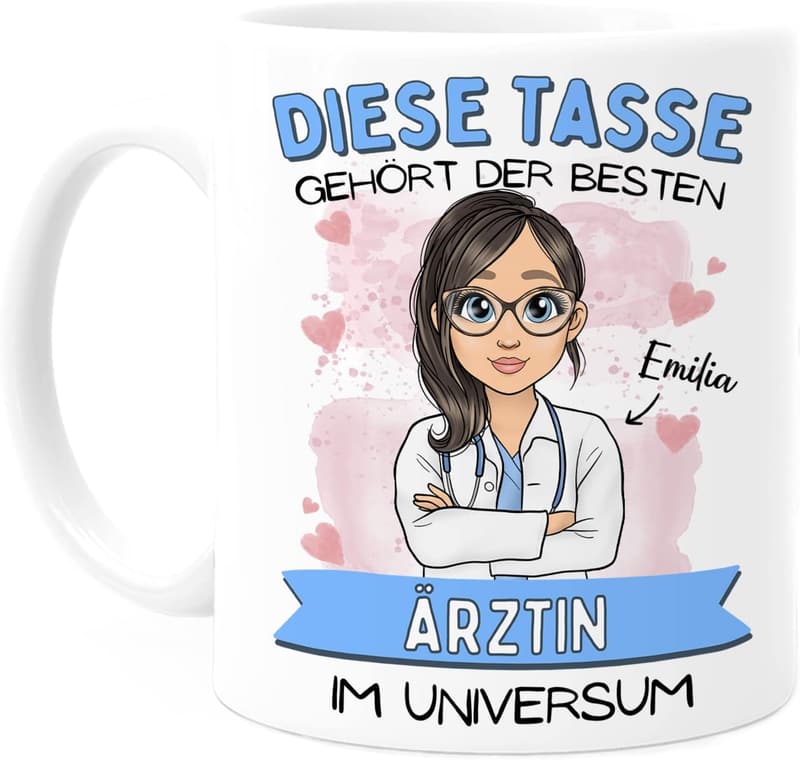 Personalisierte Tasse für Ärztinnen – Geschenk zur Examensfeier