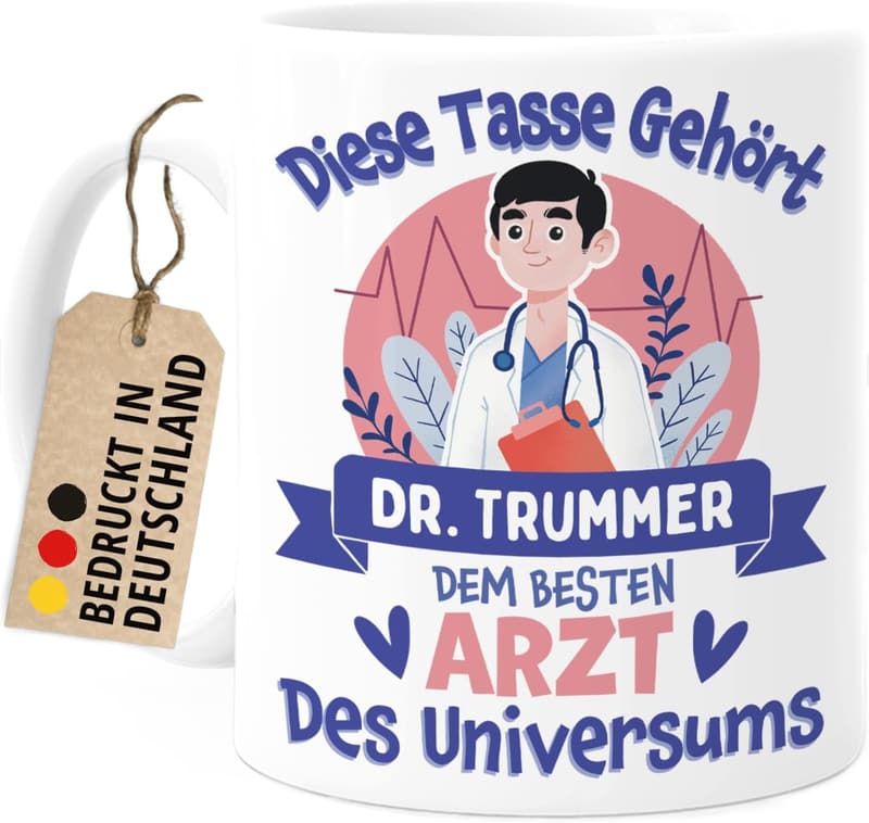 Personalisierte Arzt-Tasse mit beidseitigem Druck – Geschenk für Medizinstudenten