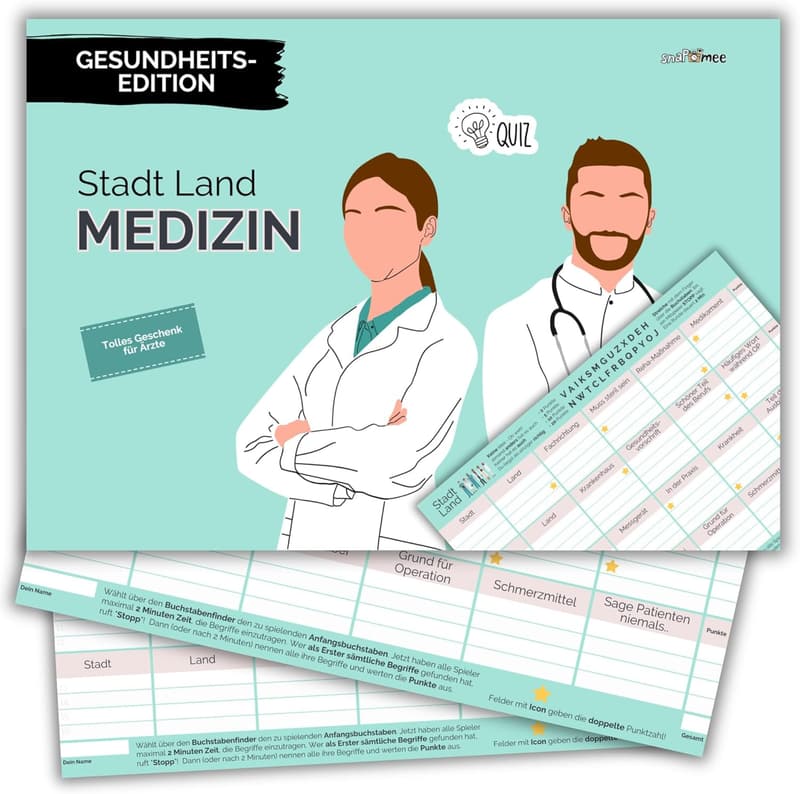 Stadt Land Medizin - Quizspiel für Ärzte und Mediziner, 50 Blatt DIN A4