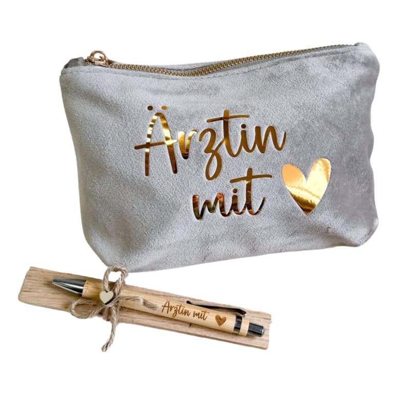 Arzt Abschiedsgeschenk - Personalisiertes Samt-Kosmetiktasche-Set