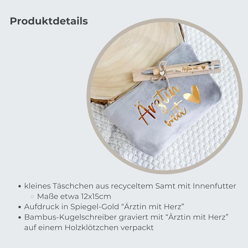 Arzt Abschiedsgeschenk - Personalisiertes Samt-Kosmetiktasche-Set