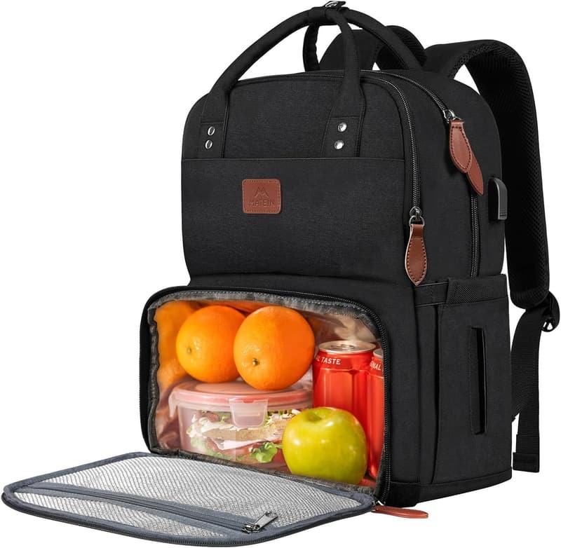 Isolierter Laptop-Rucksack mit Kühlfach, 17 Zoll, schwarz