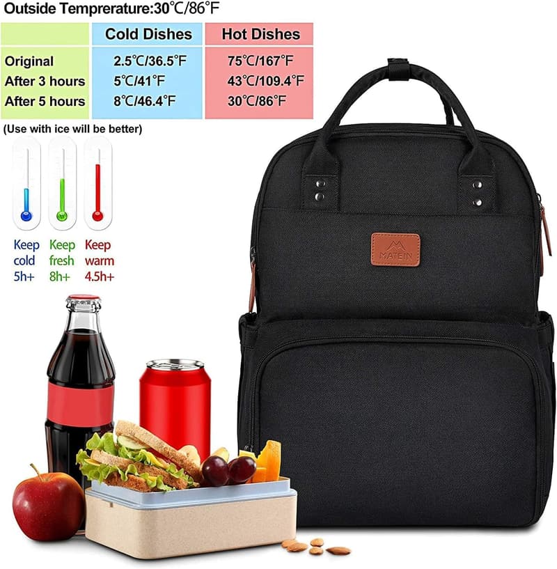 Isolierter Laptop-Rucksack mit Kühlfach, 17 Zoll, schwarz