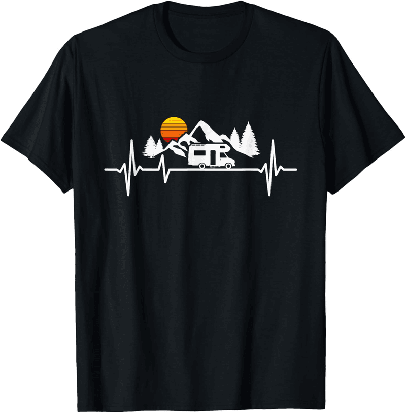 Camping T-Shirt mit Herzschlag-Motiv für Wohnmobil-Liebhaber