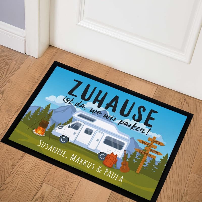 Personalisierte Fußmatte für Wohnmobilbesitzer – 60x40cm schwarz