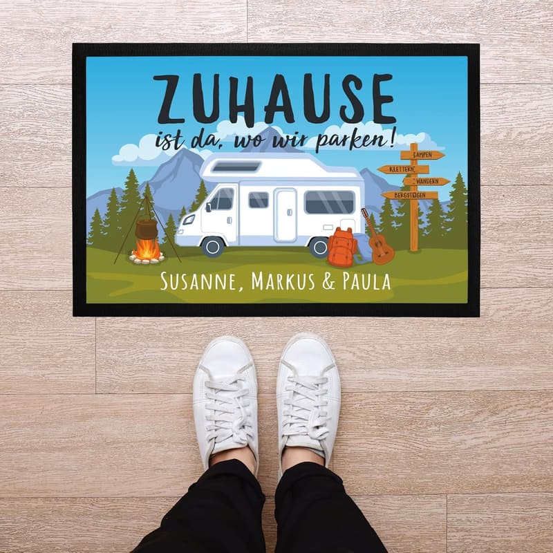 Personalisierte Fußmatte für Wohnmobilbesitzer – 60x40cm schwarz