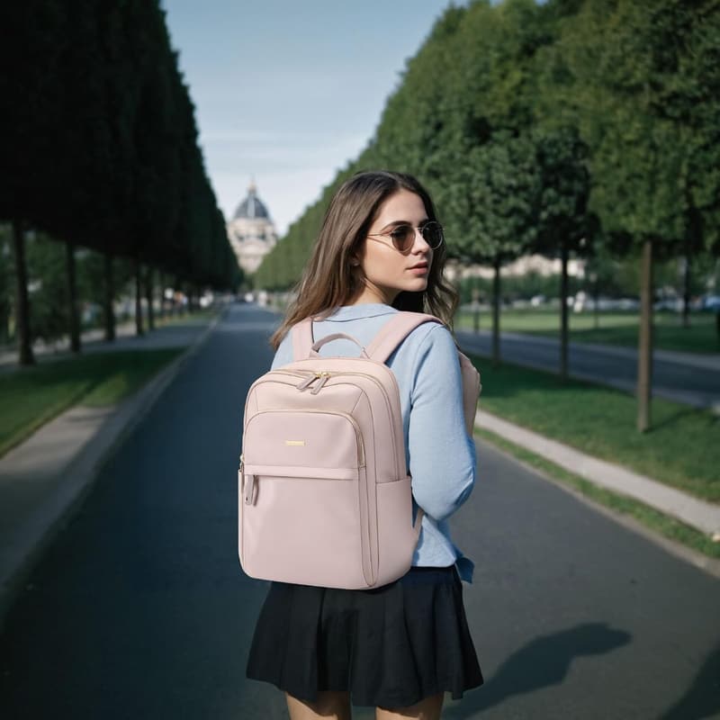 Wasserdichter Damen-Rucksack mit Laptopfach 14 Zoll, rosagrau