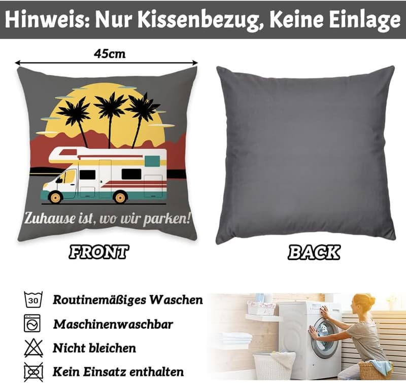 Camping Kissenbezüge 45x45 cm – Lustige Geschenke für Camper