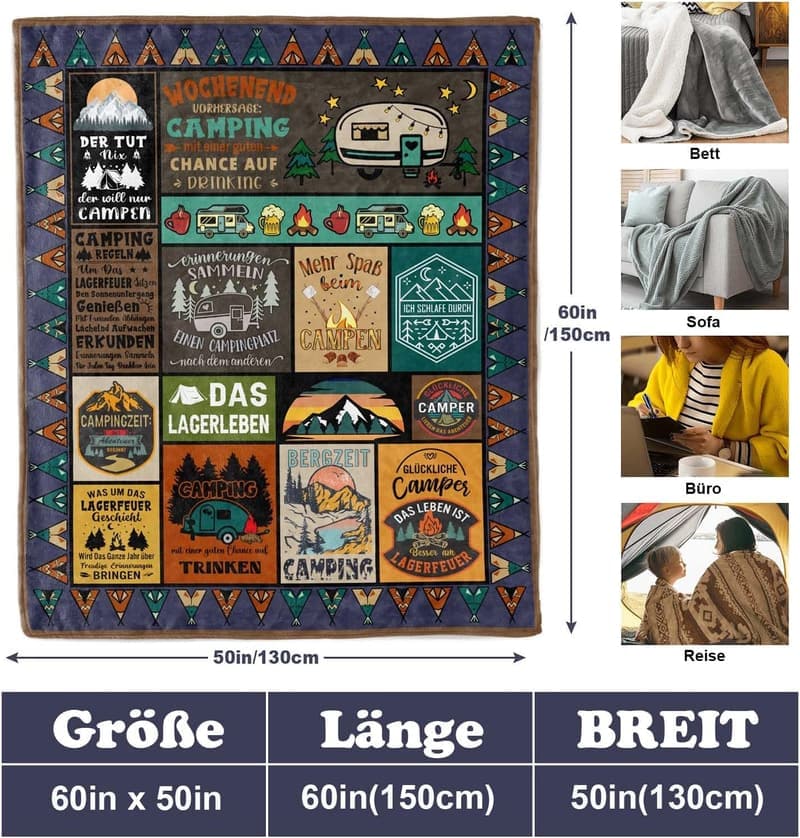 Camping Geschenke für Männer – Wohndekor und Gadgets 150 x 130 cm
