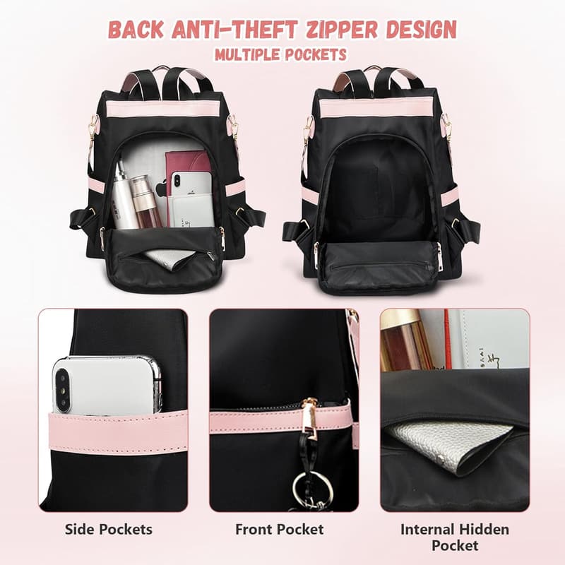 Kleiner Anti-Diebstahl Rucksack für Damen, wasserdicht, Casual Daypack