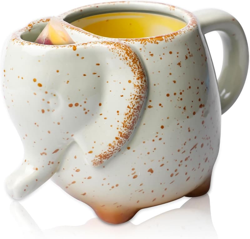 3D Elefanten Kaffeetasse mit Teebeutelhalter, 430ml, Geschenkidee für Frauen und Männer