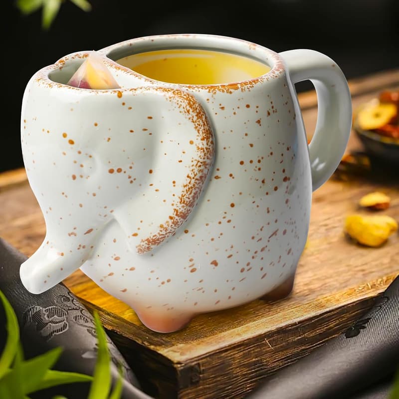 3D Elefanten Kaffeetasse mit Teebeutelhalter, 430ml, Geschenkidee für Frauen und Männer
