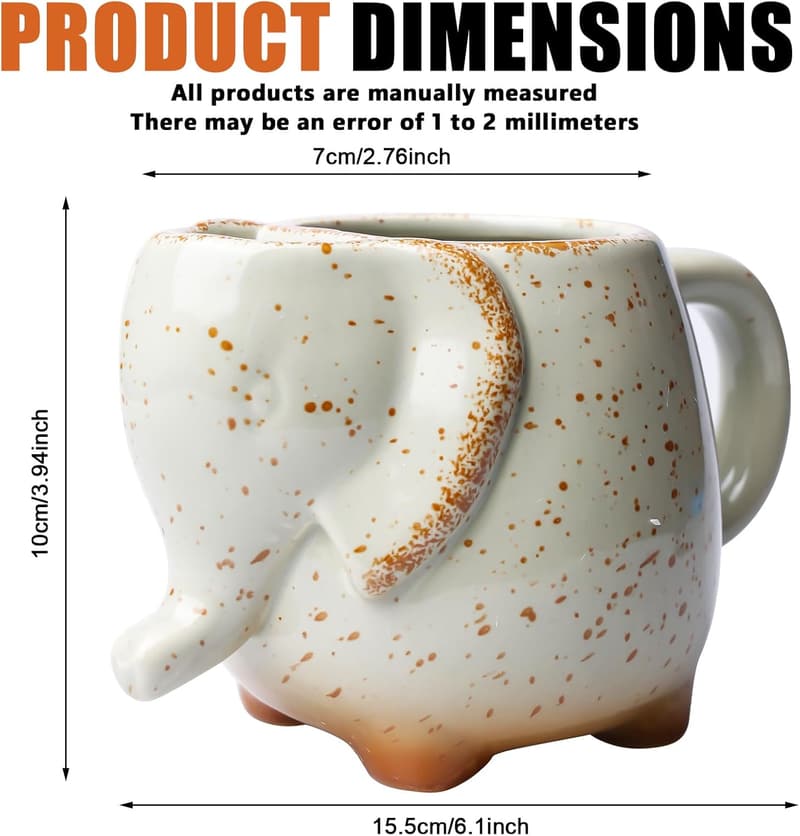 3D Elefanten Kaffeetasse mit Teebeutelhalter, 430ml, Geschenkidee für Frauen und Männer