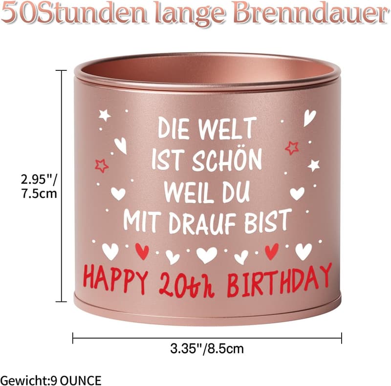 Kerze aus Metall zum 20. Geburtstag für Frauen