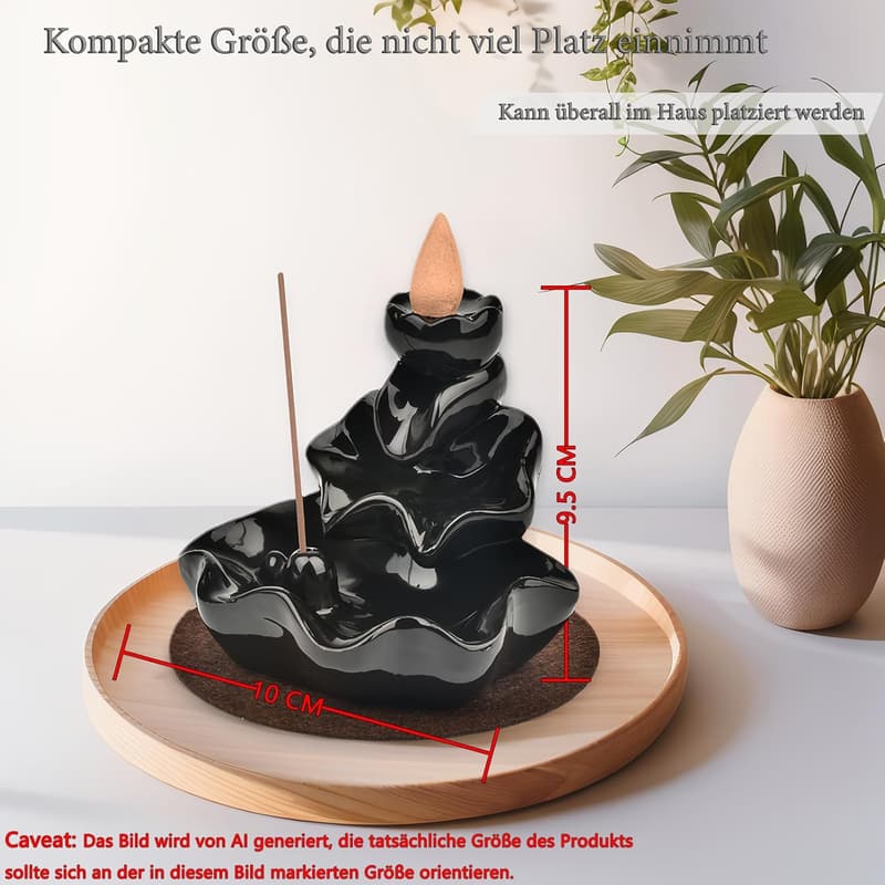 Räuchergefäß mit Wasserfall-Design und 50 Räucherstäbchen für Meditation und Zen-Dekor
