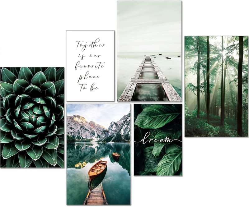 Moderne Naturposter Set für Wohnzimmer und Schlafzimmer – 6-teilig ohne Bilderrahmen