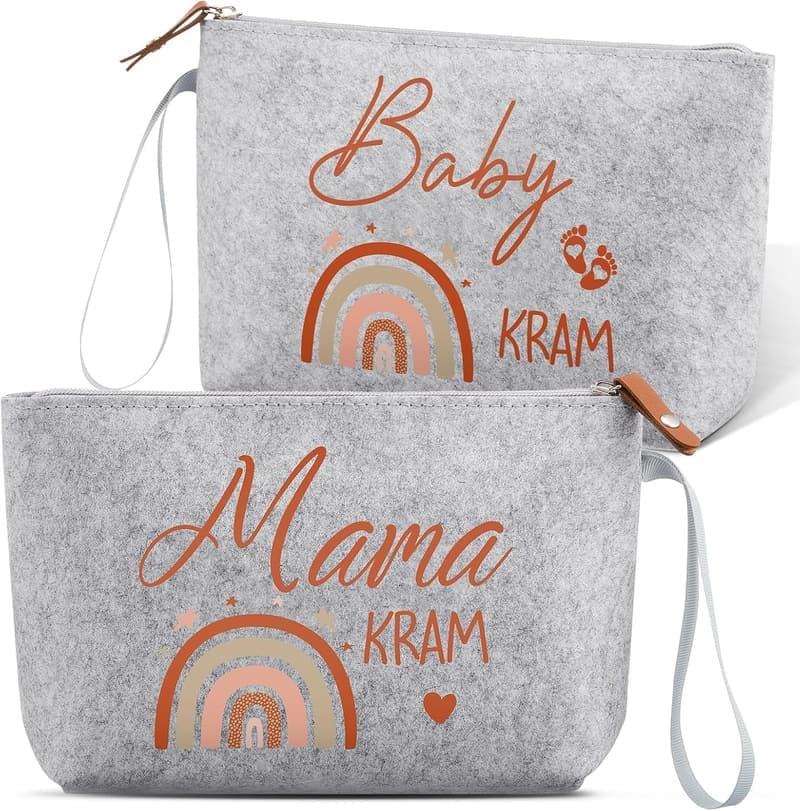Kosmetiktasche aus Filz für Schwangere – ideales Geschenk zur Babyparty