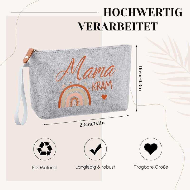 Kosmetiktasche aus Filz für Schwangere – ideales Geschenk zur Babyparty