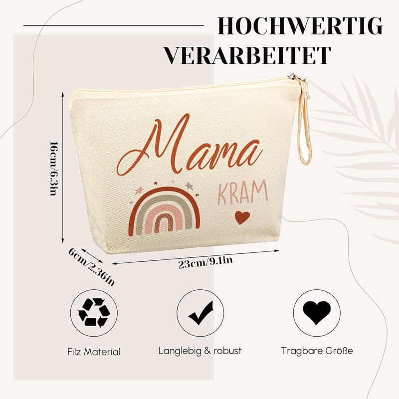 Geschenk zur Geburt: Kosmetiktasche für werdende Mütter mit Regenbogenmuster