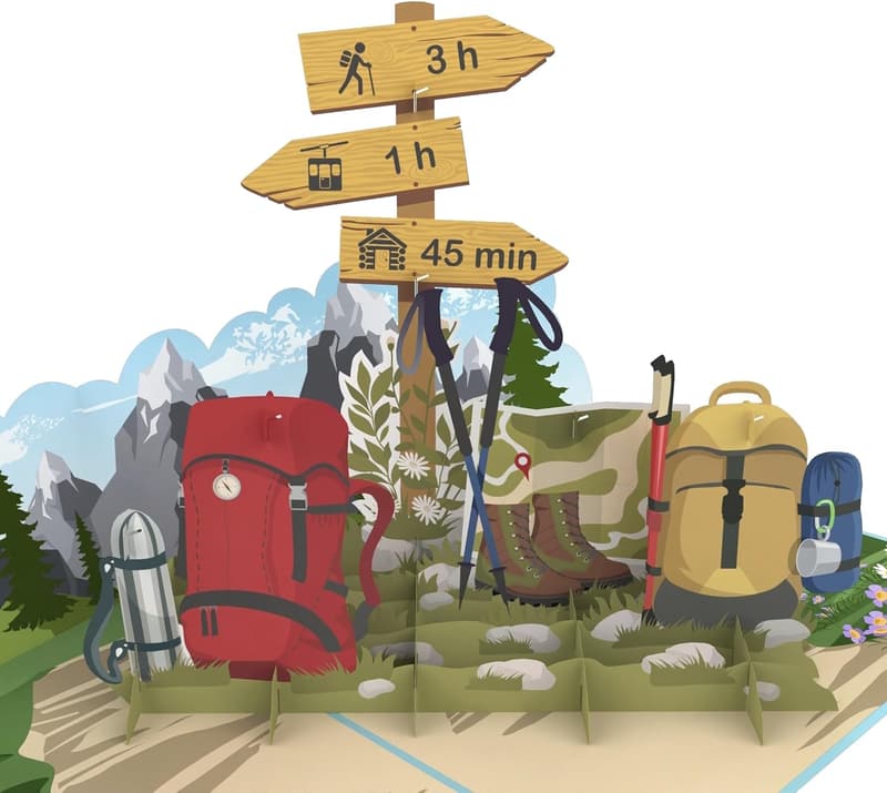 3D Pop-Up Karte zum Geburtstag – Wandern und Klettern