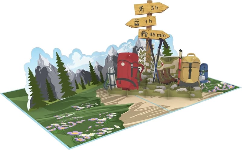 3D Pop-Up Karte zum Geburtstag – Wandern und Klettern