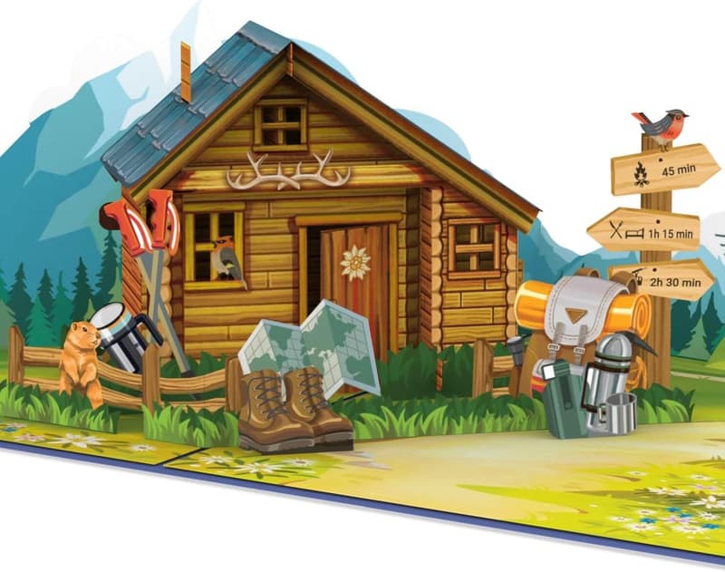 Pop-Up Karte Berghütte – 3D Gutschein für Wanderurlaub
