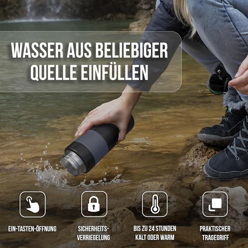 Outdoor Wasserfilterflasche aus Edelstahl mit 4000l Filterkapazität