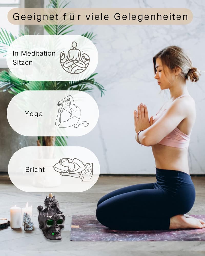 LED Drache Totenkopf Räuchergefäß für Meditation und Yoga