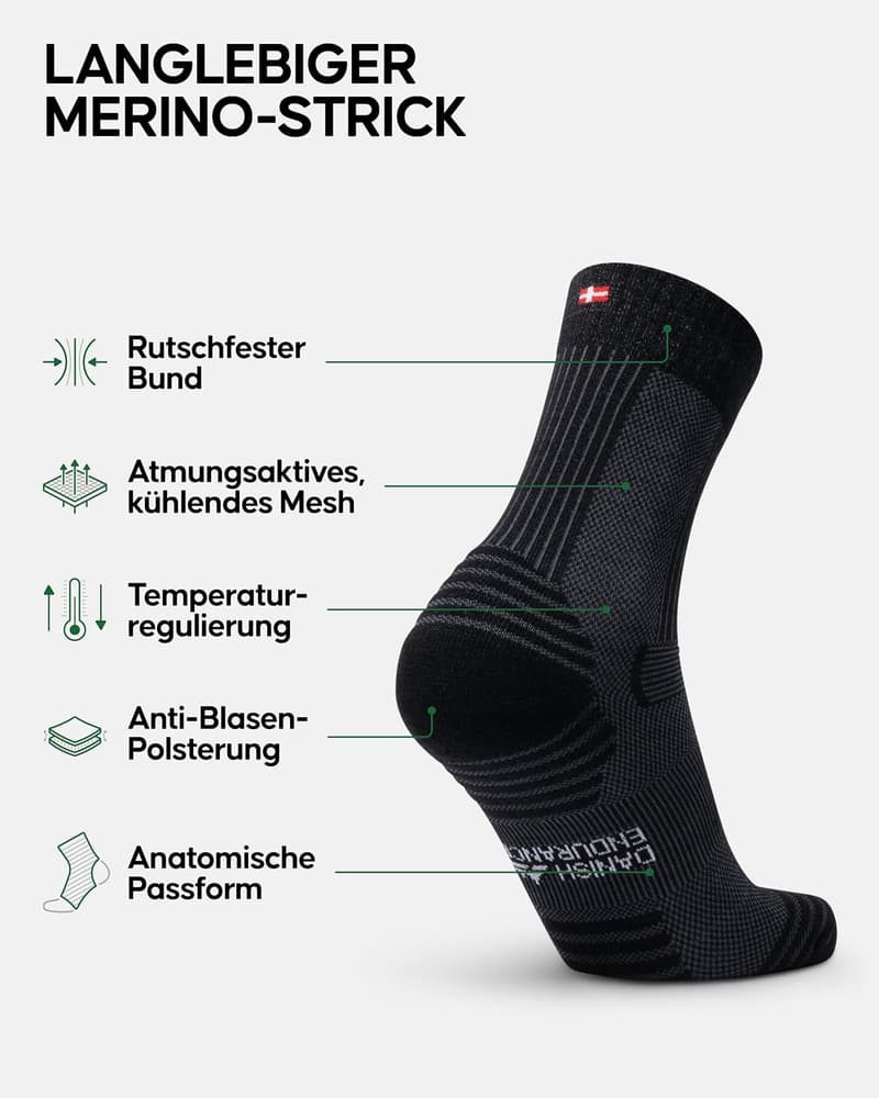 Leichte Merino-Woll-Wandersocken für den Sommer, gepolstert & atmungsaktiv, Unisex, 3-5 Paar