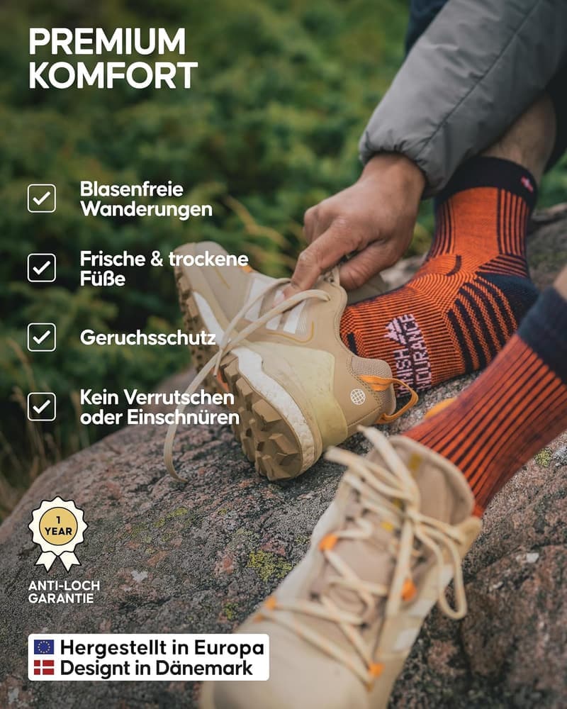 Leichte Merino-Woll-Wandersocken für den Sommer, gepolstert & atmungsaktiv, Unisex, 3-5 Paar