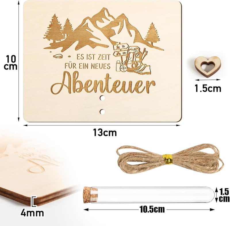 Witzige Geldgeschenkverpackung aus Holz für Wanderer und Bergsteiger