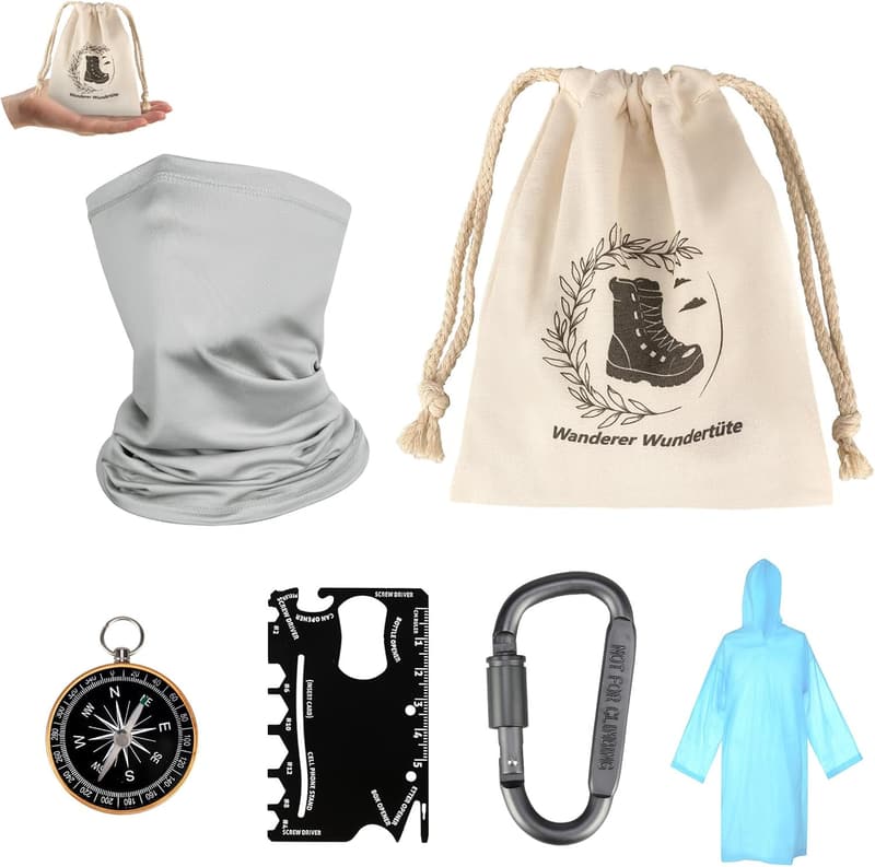 Wundertüte für Wanderer – Multitool, Regenponcho, Kompass & mehr