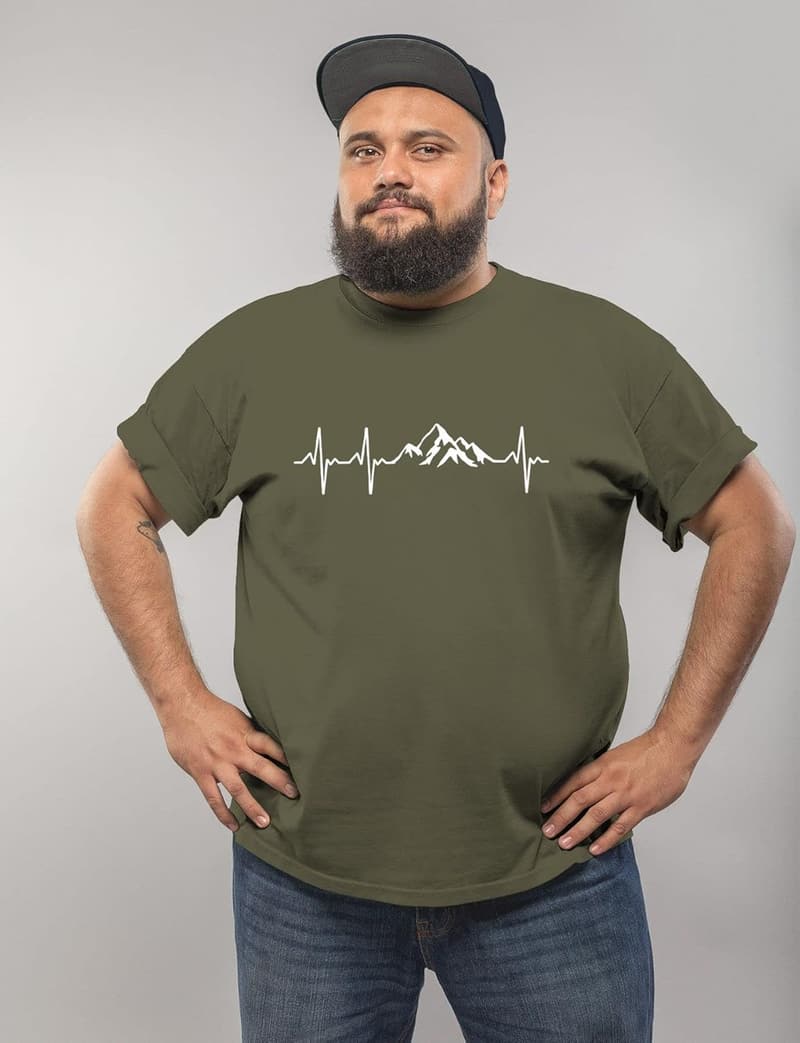 Herren T-Shirt Berge Herzschlag für Wanderfreunde als Geschenk
