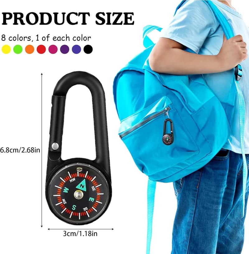 8er Set Mini Kompass Schlüsselanhänger für Outdoor-Aktivitäten