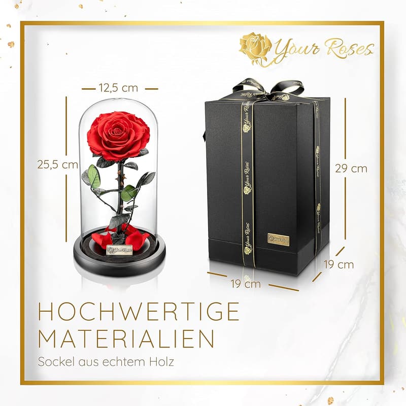 Echte Premium Rose im Glas - Edles Geschenk für Verliebte