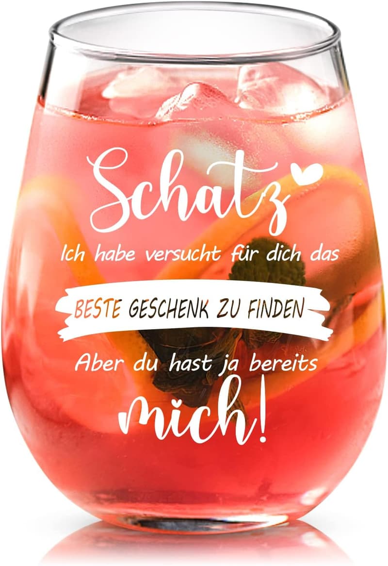 Graviertes Weinglas „Ich liebe Dich“ – Geschenk für Paare zum Jahrestag