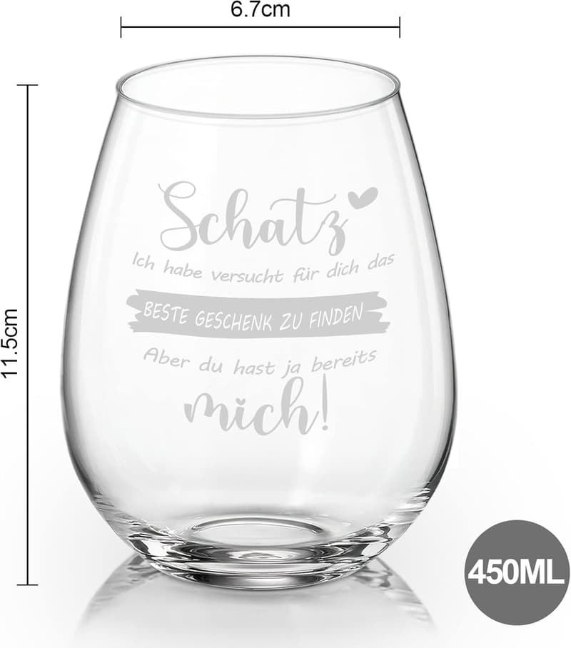 Graviertes Weinglas „Ich liebe Dich“ – Geschenk für Paare zum Jahrestag