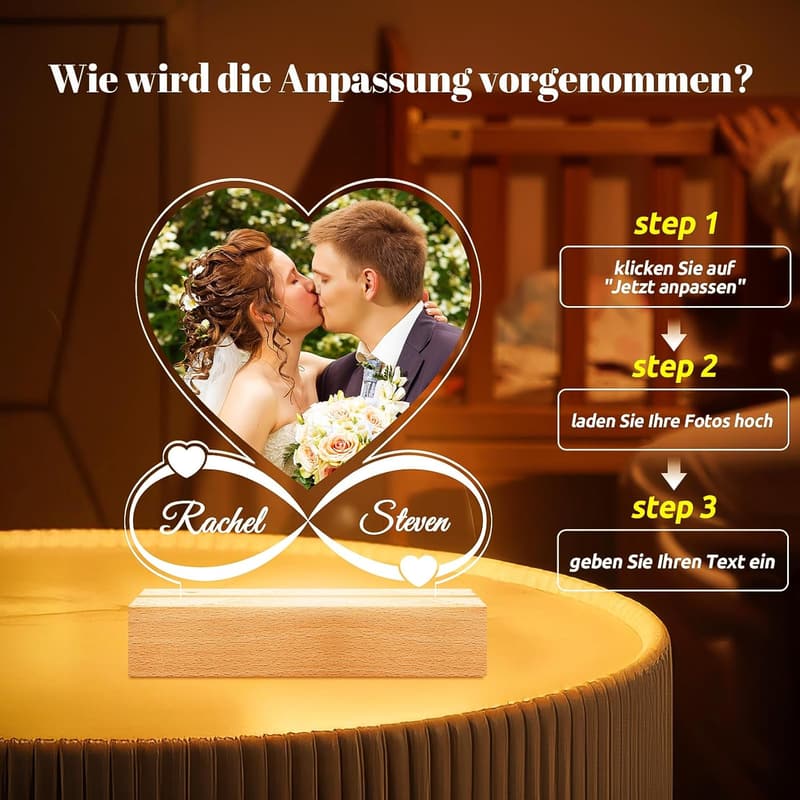 Personalisierte Bilderrahmen für Hochzeiten – Fotogeschenke mit Licht