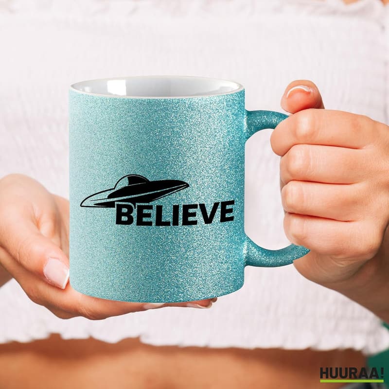 UFO Glitzertasse 