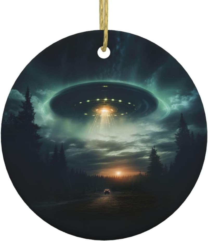 UFO Keramik-Hängeornament für die Weihnachtsdekoration
