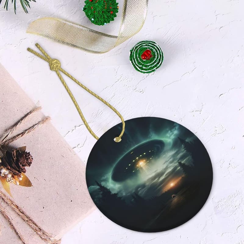 UFO Keramik-Hängeornament für die Weihnachtsdekoration