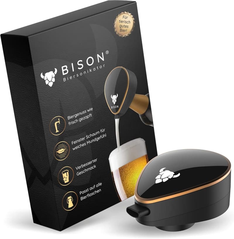 BISON Biersonikator - Ultraschall Flaschenaufsatz für frisches Bier
